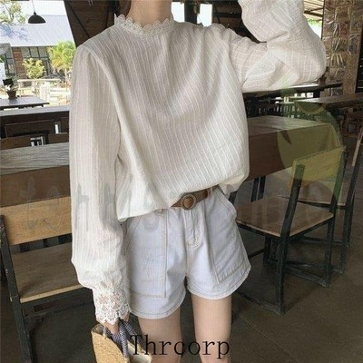 高校生 中学生 ファッション 10代 代 ブラウス トップス レース ハイネック 長袖 ゆったり フェミニン 韓国 オルチャン 通販 Lineポイント最大get Lineショッピング
