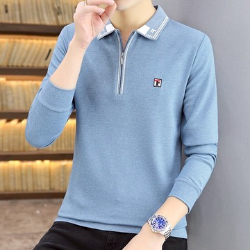 襯衫領長袖t恤男翻領春秋打底衫青年上衣男裝POLO衫秋衣潮流?恤
