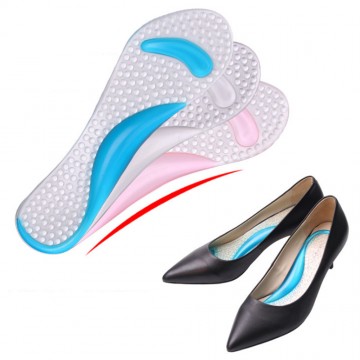 【JHS杰恆社】PU雙色七分墊加厚足弓支撐矽膠透明扁平腳心墊abe120