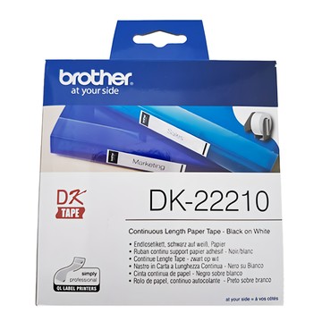 Brother 兄弟牌 DK-22210 連續長度紙質標籤帶  白底黑字  30.48m