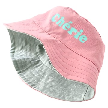 Cherie兒童漁夫帽 雙面款 小童帽 可愛卡通龍  粉色 + 草綠色  51cm