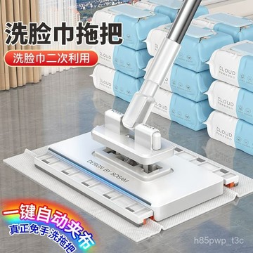 魔術拖把 除塵拖把 懶人拖把 洗臉巾拖把 拖把 夾布拖把 免手洗拖把 乾濕兩用拖把 不髒手拖把 W0YM