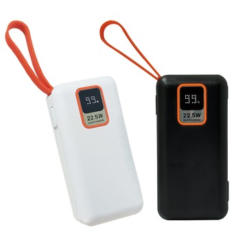 MCK 台灣製造 10000mAh 22.5W 自帶雙線 數顯快充行動電源(37wh)