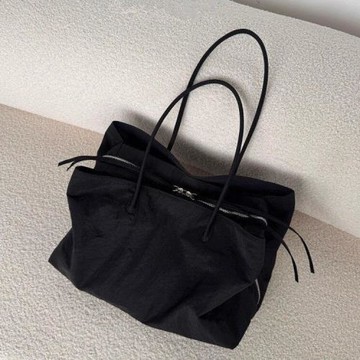 黑色極簡大容量托特包多隔層尼龍防水電腦包健身包男女手提單肩包