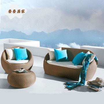 藤椅三件套陽臺沙發組合室外庭院休閑別墅茶幾藤編桌椅戶外家具[PP0529051]