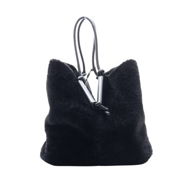 BOTTEGA VENETA BV 寶緹嘉 黑色 雙面 剪羊毛Bolster 托特包 【二手名牌BRAND OFF】