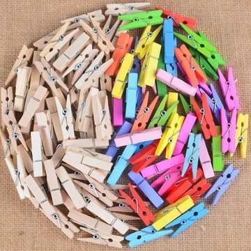 ⚡免運臺灣有貨⚡幼兒園環創材料小木夾照片夾彩色小夾子照片墻小木夾子桌麵小夾子