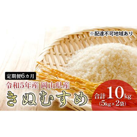 ふるさと納税 米 定期便 6ヶ月 特Aランク きぬむすめ 10kg（5kg×2袋） 令和5年産 岡山県産 米 お米 白米 岡山県高梁市