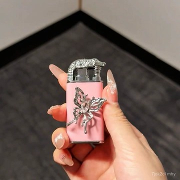 臺灣24h出🔥雙火爆款防風鱷魚手作打火機充氣直衝高顔值高檔禮物創意網紅男友 雙火燄打火機 女生打火機 送女生禮物