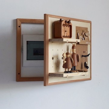 電表箱遮擋洞洞板蓋板配電箱裝飾留言板實木置物架衣帽掛鉤可定制J-110公司貨