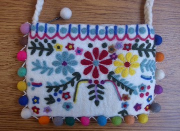 羊毛氈 側背包 花朵 植物