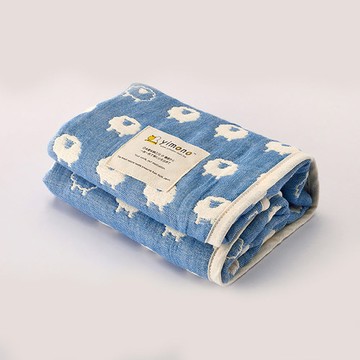 Yimono｜六層紗呼吸被 － 藍色綿羊 (薄款/ L)
