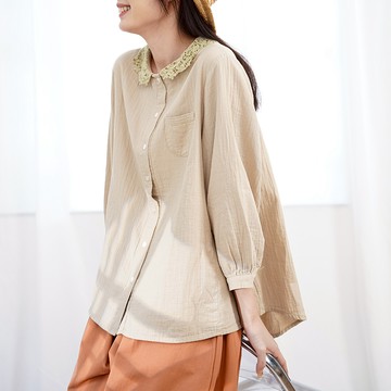 七分袖文藝棉襯衫632177