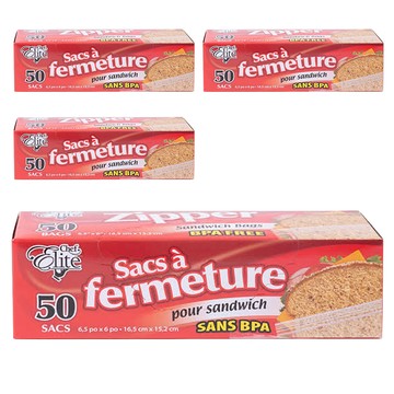 Chef Elite 食品保鮮夾鏈袋 不含BPA  17 x 16.5cm  50個  4盒