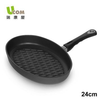 【UCOM 瑞康屋】德國黑魔法單柄不沾24cm菱紋烤盤(含蓋)