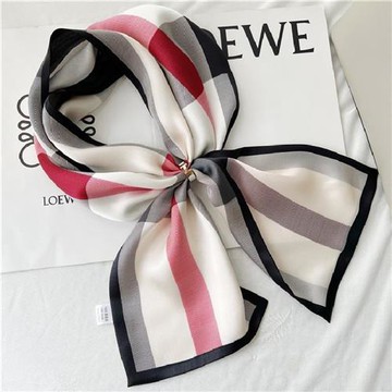 【巴黎精品】真絲絲巾蠶絲領巾-百搭細格子飄帶女絲巾3色a1af16