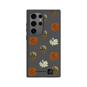 Galaxy S24 Ultra SolidSuit 黑 - Van Gogh Museum - 骸骨與花卉 - 重複圖案