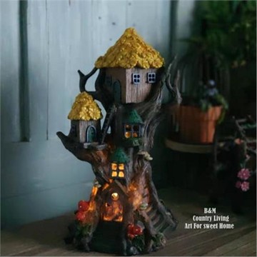 神秘樹屋太陽能景觀小夜燈創意擺飾