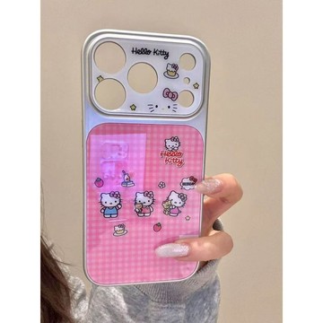 格紋凱蒂適用蘋果17AIR/16PROMAX手機殼15PLUS大視窗14iPhone13套