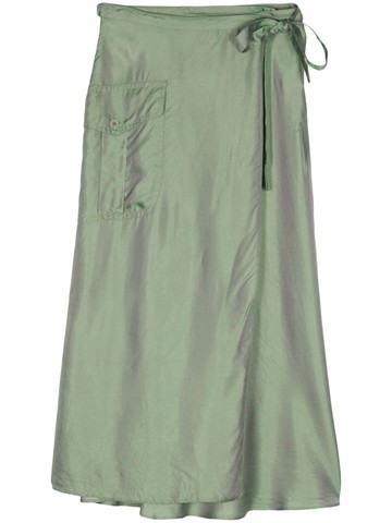 ASPESI - metallic wrap midi skirt - women - Viscose/Acetate - 42 - Green