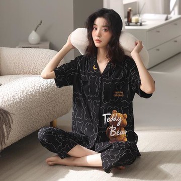 特價清倉純棉睡衣女夏季薄款短袖高級感可愛卡通全棉可外穿家居服