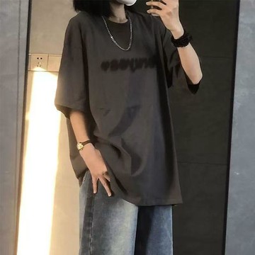 【純棉美式復古潮牌印花】短袖T恤 中性風 女裝 夏季 chic 寬鬆 顯瘦 體恤上衣 美式復古 潮牌印花 短袖上衣 寬鬆