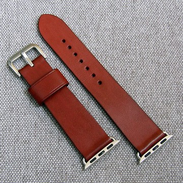 適用於蘋果手錶的表帶。勃艮第色。天然皮革手工製作。所有尺寸