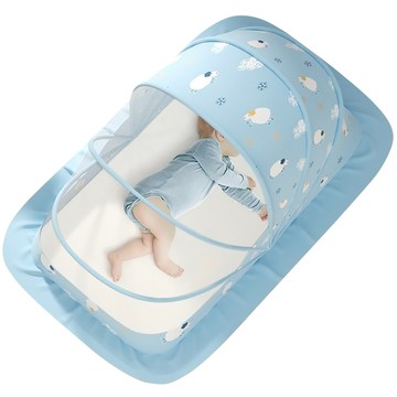 【親親寶貝】全罩式嬰兒床折疊蚊帳 兒童蚊帳-大號(5幅支架遮光頂級款)粉色綿羊(大號)