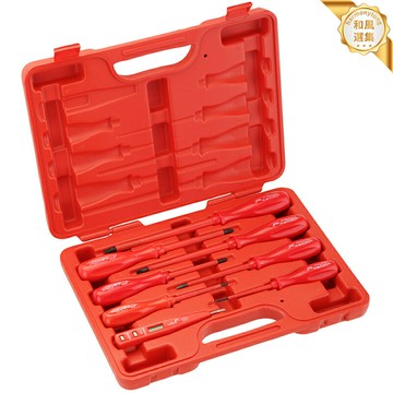 【1000V防觸電】絕緣螺絲刀套裝 電工工具 螺絲刀 電筆 絕緣工具 電工套裝 高壓絕緣 8件套 十字一字雙頭 捷科IS-8S