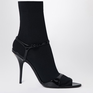 Avenue Sock black sandal in patent leather and mesh