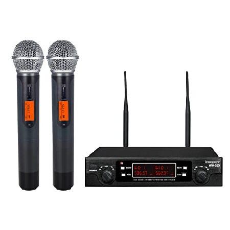 innopow 200-Channel Wireless Microphones System, Dual UHF Metal Cordless Mic Set, Auto Scan, Long Range 200-240Ft,16 Hours Use for Karaoke Singing, Ch