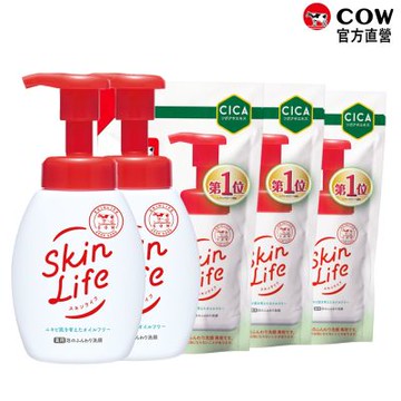 【日本牛乳石鹼】Yahoo獨家 SkinLife滋卿愛泡洗顏x2+補充包x3(慕斯/綿密泡泡/160ml+140ml)