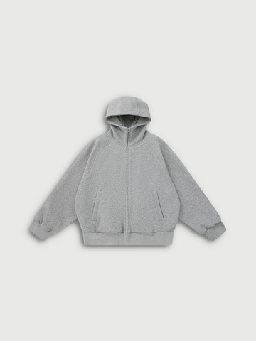 男女同款 Logo刺繡連帽外套-淺灰色