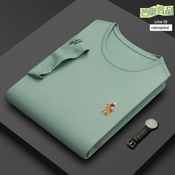 【冰感透氣】Polo衫 短袖T恤 商務男裝 休閒上衣 夏季服裝 冰蠶絲面料 立體繡花 圓領設計 中青年商務休閒