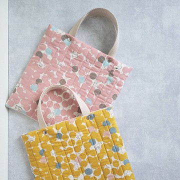 現貨!【BSQ/方形扁提袋(小)】水玉小森林 內有雙內袋 鋪棉絎縫