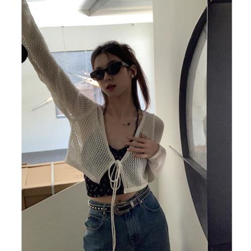 防曬開衫女薄款披肩夏季搭配吊帶裙子外搭罩衫針織法式小坎肩外套