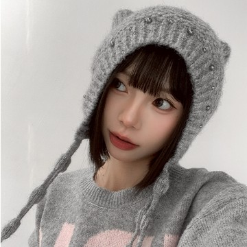 【Aa.chic熱賣商品】可愛貓耳流蘇針織帽(兩色).女帽/可愛/貓耳/針織/流蘇帽/搭配/實拍【C8m3727】