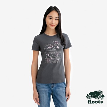 Roots女裝- UNIVERSE SLIM FIT 短袖上衣-灰色