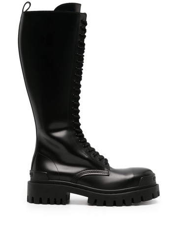 Balenciaga - Strike lace-up leather boots - women - Calf Leather/Rubber/Calf Leather - 40 - Black