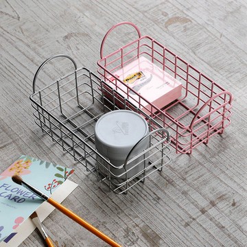 家好點 鐵藝桌面收納盒客廳遙控器雜物整理籃 北歐風浴室收納籃