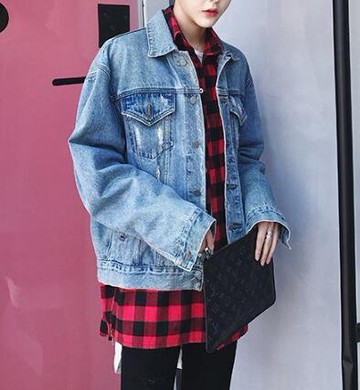 FINDSENSE Z1 韓國 時尚 潮 男 水洗 做舊 磨破 藍色 牛仔外套