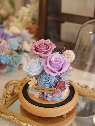 紀念日/情人節/生日/女朋友禮物 - 紫藍玫瑰瓶花擺設/不凋花