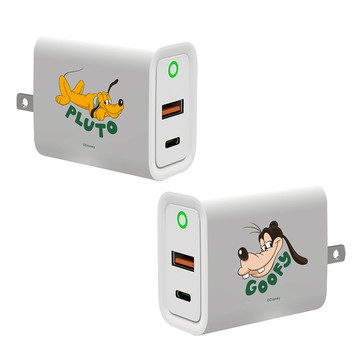 【正版授權】Disney Life-布魯托與高飛款USB3.0+PD20W雙孔充電器