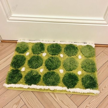 立體植絨地毯綠色波點浴室防滑墊衛生間門口吸水防滑地墊客廳茶几鏡前腳墊