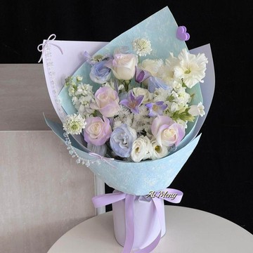 ❀【花中世界】❀小衆簡約高顏值藍紫混搭仿真玫瑰成品情人節浪漫送女朋友閨蜜約會