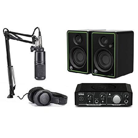 Audio-Technica Mackie Professional Home Studio Starter Kit AT2020 Microphone, M20x Monitor Headphones with Mackie CR3-X Moniter Speakers and Mackie