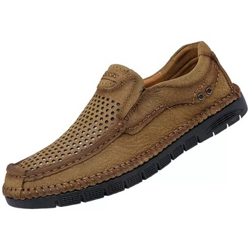 大友SAZ171口四色男鞋真皮透氣鏤空休閑皮鞋男士爸爸洞洞鞋男款皮涼鞋杰恆