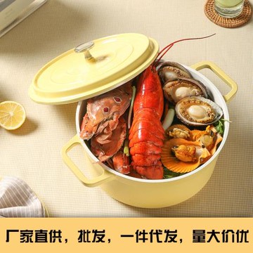 家用陶瓷加厚合金雙耳燉鍋燃氣灶電磁爐通用搪瓷湯鍋琺瑯鍋砂鍋