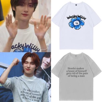 TWS崔英宰街拍同款純棉圓領休閑男女衣服寬松短袖T恤