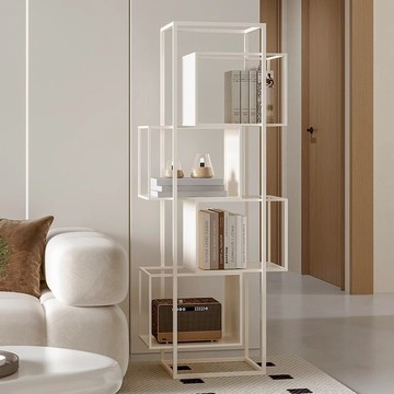 免運 可開票 超低價 落地家用客廳奶油風書櫃展示架現代簡約鐵藝收納架立式書架置物架 快速發貨